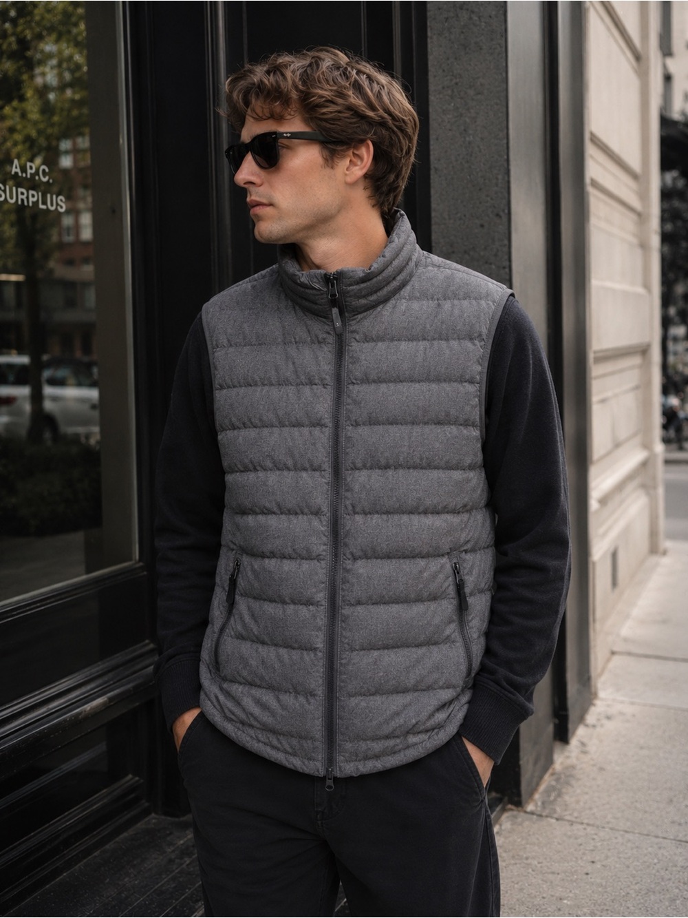 32 Degrees Men's Heather Gray Quilted Puffer Vest
